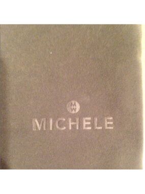 Michele Charcoal Velvet Logo Pouch